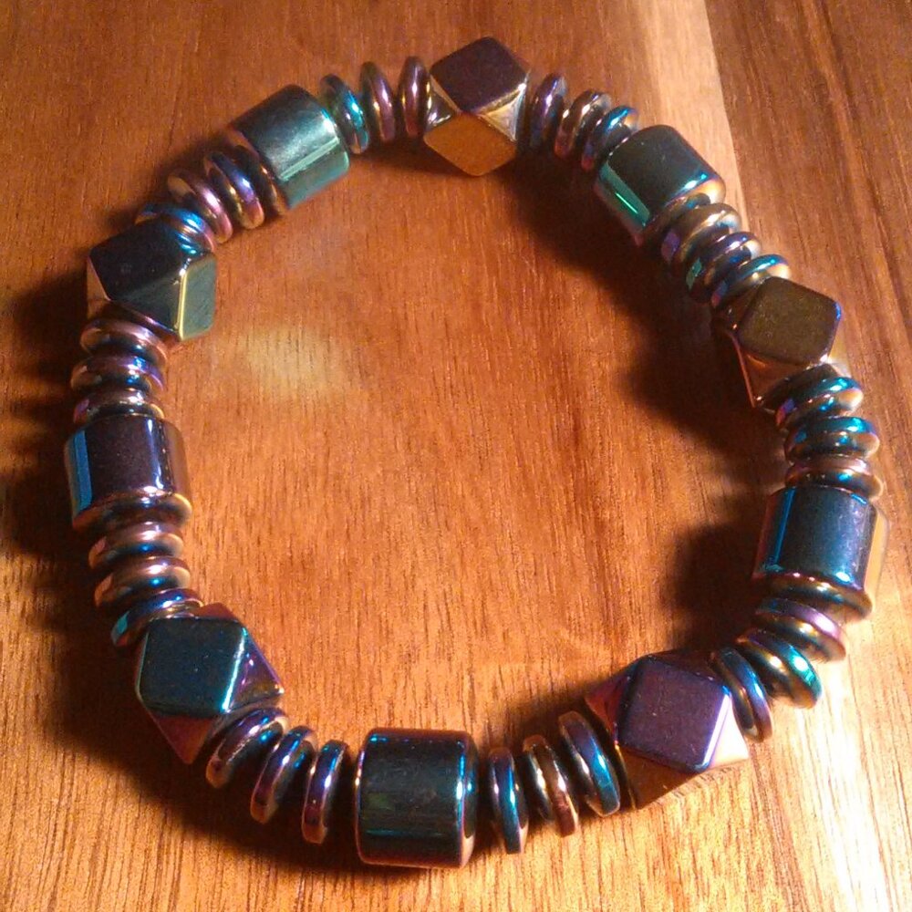 Mystic Color Hematite Knotted Stretch Bracelet